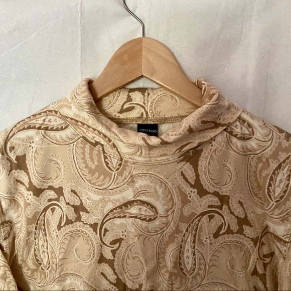 Land’s End Paisley Tan Women’s Turtle neck 14/16 - Picture 2 of 6